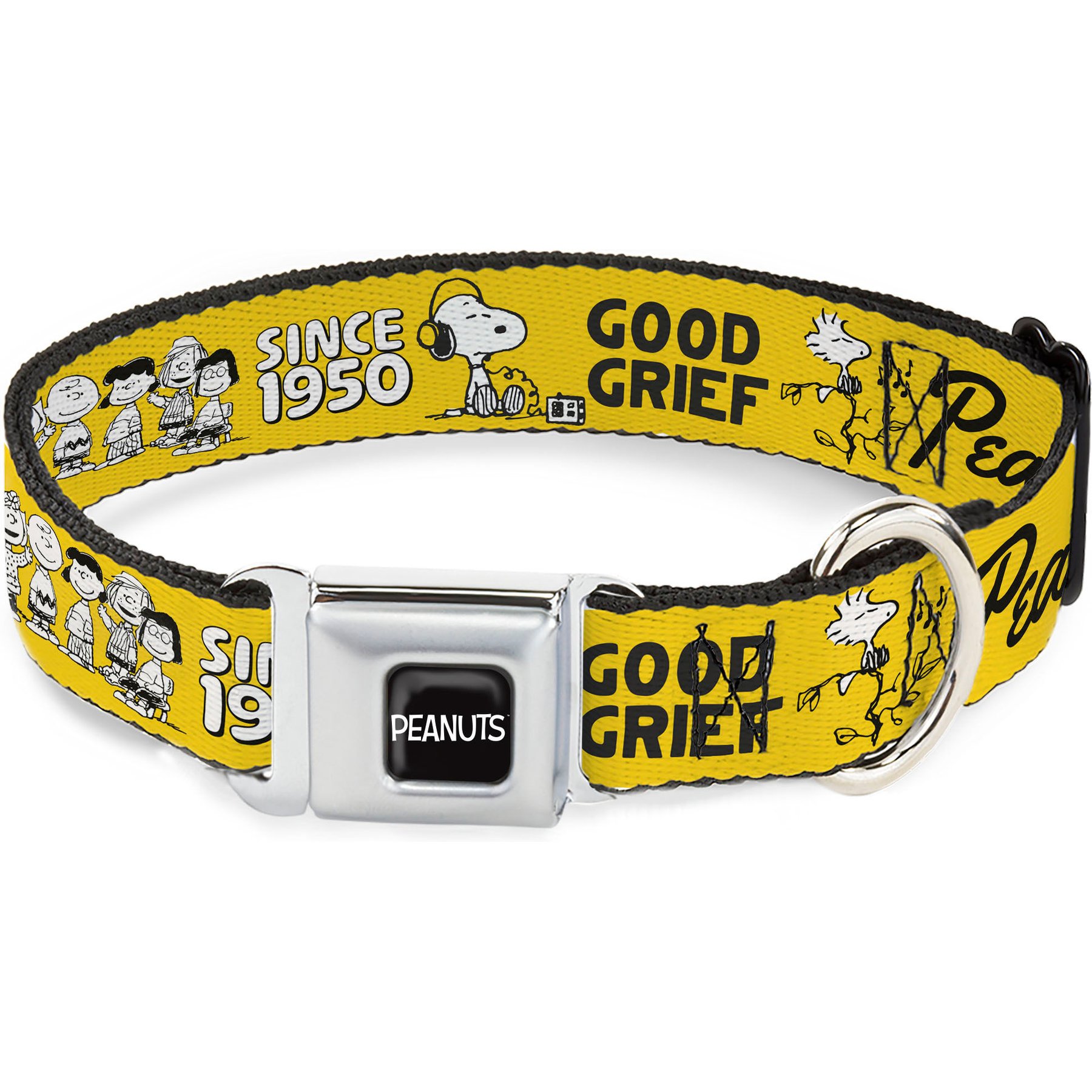 Buckle-Down Peanuts Worldwide LLC Peanuts Gang Since 1950 Good Grief Group Pose Dog Collar, Large: 15 to 24-in neck, 1-in wide