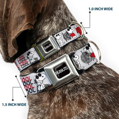 Show full view: Buckle-Down Peanuts Worldwide LLC Peanuts Joe Cool Snoopy Poses & Text Dog Collar, Small: 9.5 to 13-in neck, 1-in wide slide 2 of 8