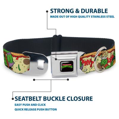 Show full view: Buckle-Down Nickelodeon Classic TMNT Turtle Pizza Dog Collar, Medium: 16 to 23-in neck, 1.5-in wide slide 4 of 8