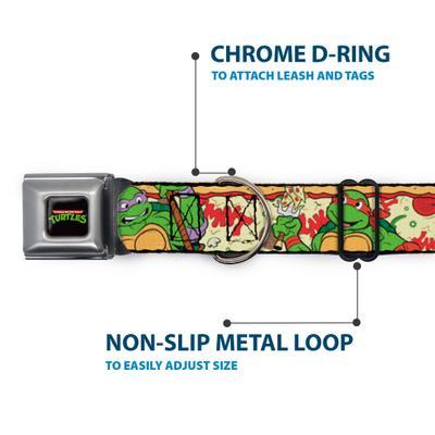 Show full view: Buckle-Down Nickelodeon Classic TMNT Turtle Pizza Dog Collar, Medium: 16 to 23-in neck, 1.5-in wide slide 5 of 8