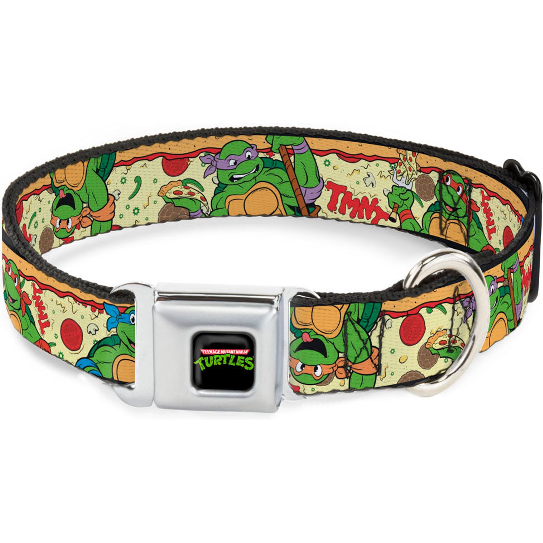 Buckle-Down Nickelodeon Classic TMNT Turtle Pizza Dog Collar, Small: 13 to 17-in neck, 1.5-in wide