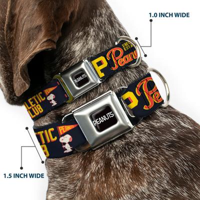 Show full view: Buckle-Down Peanuts Worldwide LLC Peanuts Athletic Club Poses & Quotes Dog Collar, Large: 15 to 24-in neck, 1-in wide slide 2 of 8