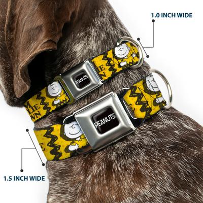Show full view: Buckle-Down Peanuts Worldwide LLC Peanuts I Am Charlie Brown Poses & Zig Zag Stripe Dog Collar, Medium: 11 to 16.5-in neck, 1-in wide slide 2 of 8