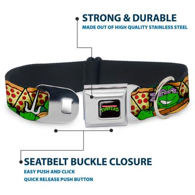 Show full view: Buckle-Down Nickelodeon Ninja Turtles Turtle Poses Pizza Slices Dog Collar, Medium: 11 to 16.5-in neck, 1-in wide slide 4 of 8