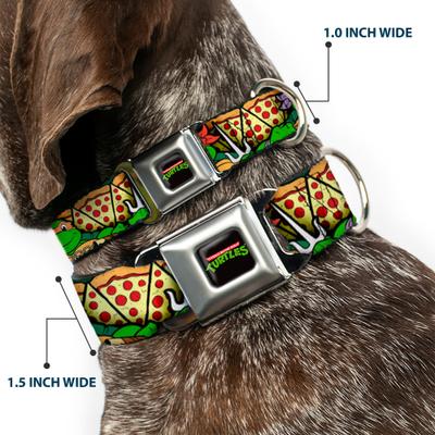 Show full view: Buckle-Down Nickelodeon Ninja Turtles Turtle Poses Pizza Slices Dog Collar, Medium: 11 to 16.5-in neck, 1-in wide slide 2 of 8