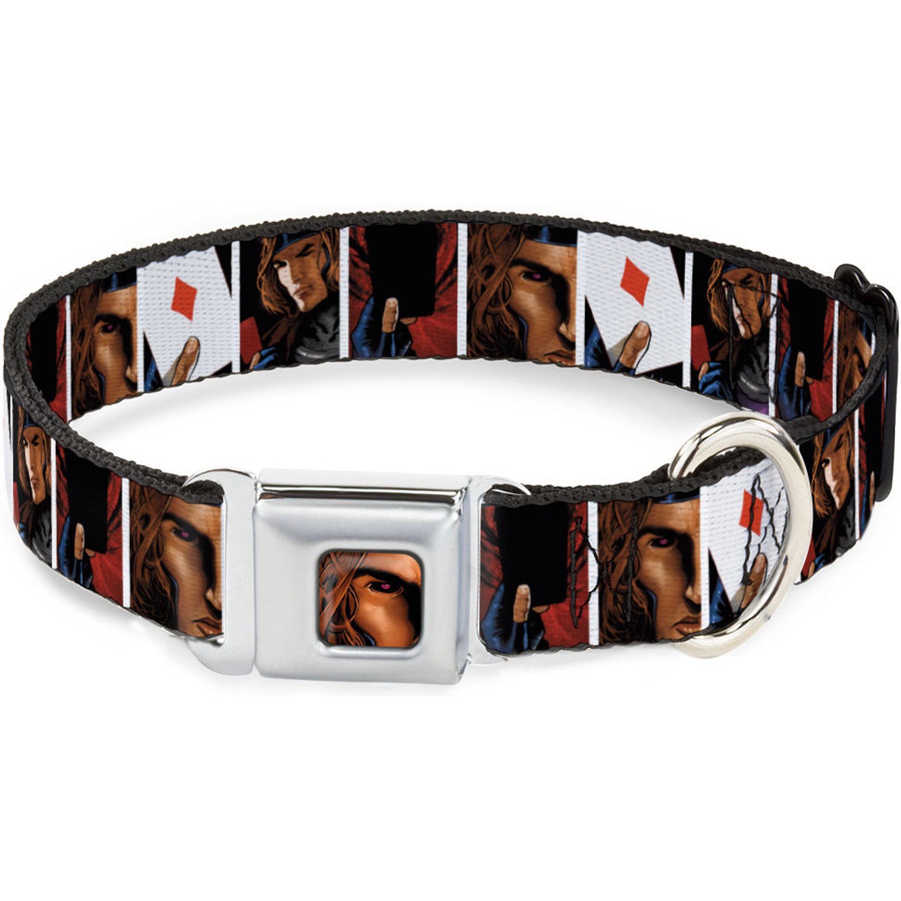 Buckle-Down Marvel Comics X Men Gambit Cards Pose Blocks Dog Collar, Large: 15 to 24-in neck, 1-in wide