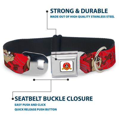 Show full view: Buckle-Down Looney Tunes Tasmanian Devil Expressions Dog Collar, Medium: 11 to 16.5-in neck, 1-in wide slide 4 of 8