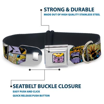 Show full view: Buckle-Down Marvel Comics Thanos Comic Scene Blocks Dog Collar, Large: 15 to 24-in neck, 1-in wide slide 4 of 8