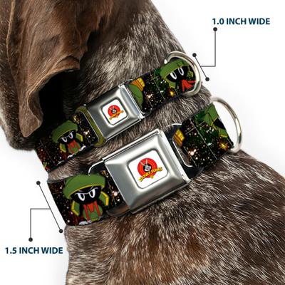 Show full view: Buckle-Down Looney Tunes Marvin the Martian 4 Poses Galaxy Dog Collar, Large: 15 to 24-in neck, 1-in wide slide 3 of 9