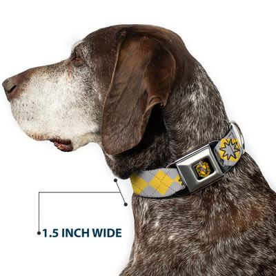 Show full view: Buckle-Down Warner Bros. Harry Potter Hufflepuff Stars Argyle Plaid Dog Collar, Large: 15 to 24-in neck, 1-in wide slide 7 of 8
