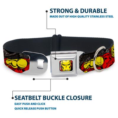 Show full view: Buckle-Down Marvel Comics The Invincible Iron Man Dog Collar, Small: 9.5 to 13-in neck, 1-in wide slide 4 of 8