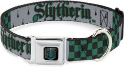 Buckle-Down Warner Bros. Harry Potter Slytherin Checker Blocks Dog Collar, Large: 15 to 24-in neck, 1-in wide