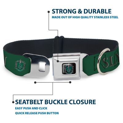 Show full view: Buckle-Down The Wizarding World of Harry Potter Slytherin Crest Dog Collar, Medium: 16 to 23-in neck, 1.5-in wide slide 4 of 8