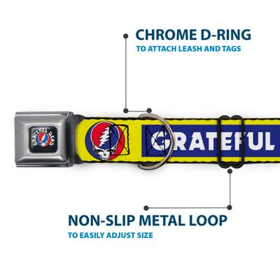 Show full view: Buckle-Down Grateful Dead Text Box & Steal Your Face Logo Dog Collar, Large: 20 to 31-in neck, 1.5-in wide slide 5 of 8