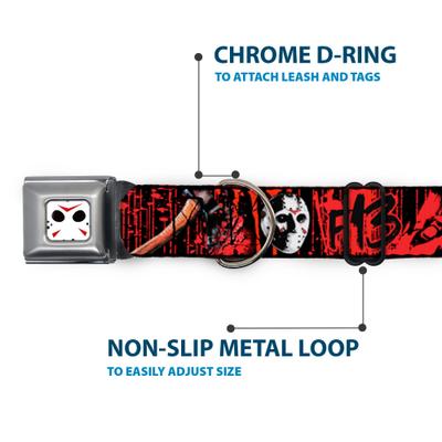 Show full view: Buckle-Down Warner Bros. Horror Movies Friday the 13th Jason Mask Dog Collar, Large: 20 to 31-in neck, 1.5-in wide slide 5 of 8