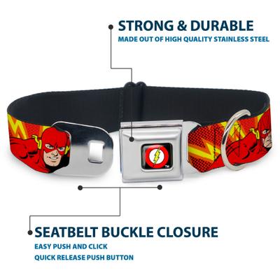 Show full view: Buckle-Down DC Comics The Flash Boom Kaboom Dog Collar, Large: 15 to 24-in neck, 1-in wide slide 4 of 8
