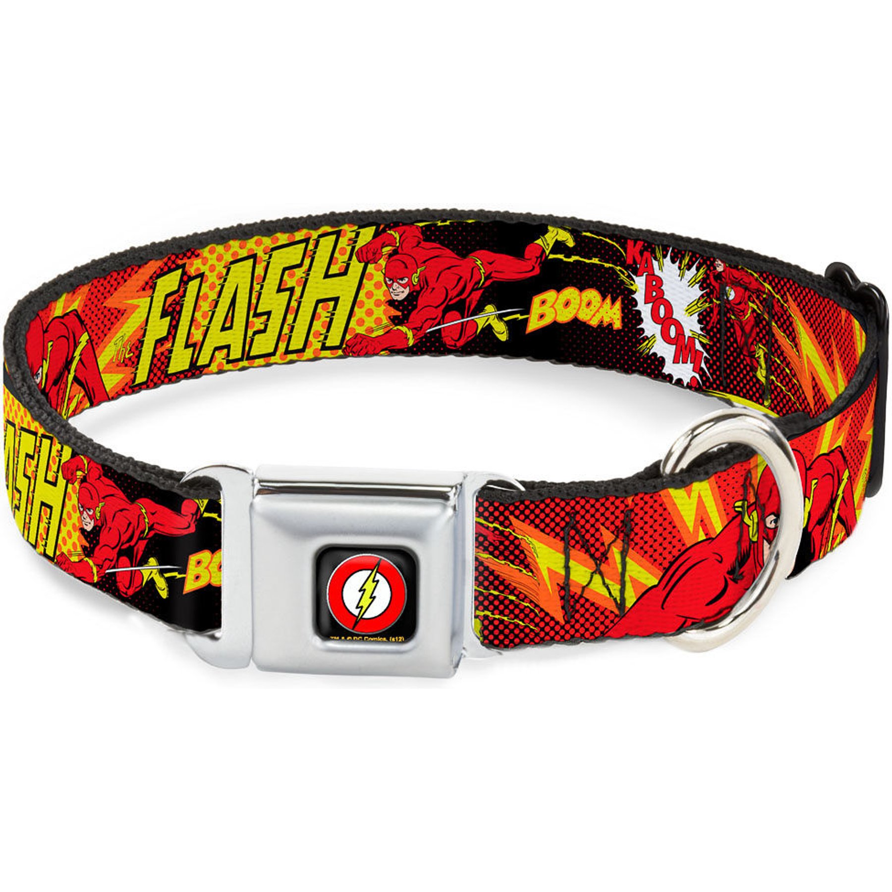 Buckle-Down DC Comics The Flash Boom Kaboom Dog Collar, Large: 20 to 31-in neck, 1.5-in wide