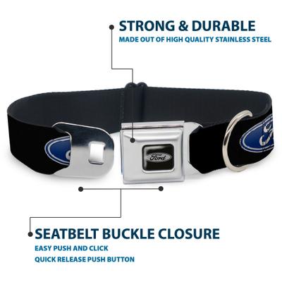 Show full view: Buckle-Down Ford Oval Logo Dog Collar, Medium: 11 to 16.5-in neck, 1-in wide slide 4 of 8