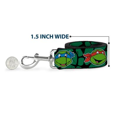 Show full view: Buckle-Down TMNT Teenage Mutant Ninja Turtles Faces Turtle Shell Polyester Dog Leash, Green, 6-ft long, 1-in wide slide 6 of 6