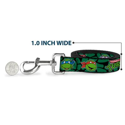 Show full view: Buckle-Down TMNT Teenage Mutant Ninja Turtles Faces Turtle Shell Polyester Dog Leash, Green, 6-ft long, 1-in wide slide 5 of 6