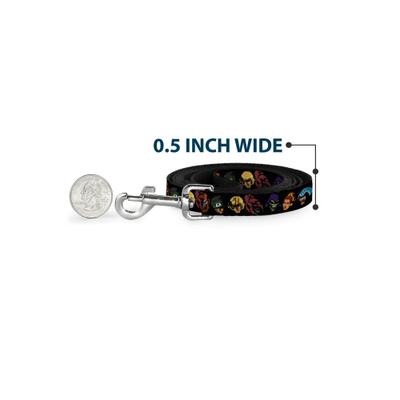 Show full view: Buckle-Down Mattel Masters of the Universe Eleven Character Faces Polyester Dog Leash, Black, 6-ft long, 1-in wide slide 4 of 6