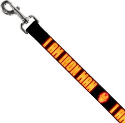 Buckle-Down Marvel Comics Iron Man Face I Am Iron Man Polyester Dog Leash, Yellow, 4-ft long, 1-in wide slide 2 of 6