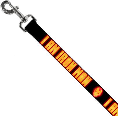 Show full view: Buckle-Down Marvel Comics Iron Man Face I Am Iron Man Polyester Dog Leash, Yellow, 6-ft long, 1-in wide slide 3 of 7