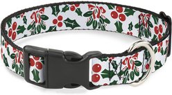 Buckle-Down Holly & Mistletoe Dog Collar, Large