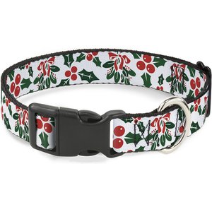 Buckle-Down Holly & Mistletoe Dog Collar, Medium