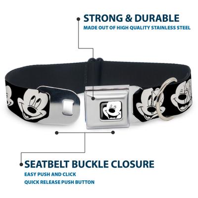 Show full view: Buckle-Down Mickey Mouse Expressions Polyester Seatbelt Buckle Dog Collar, Wide Medium: 16 to 23-in neck, 1.5-in wide slide 5 of 11