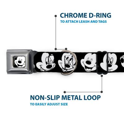 Show full view: Buckle-Down Mickey Mouse Expressions Polyester Seatbelt Buckle Dog Collar, Wide Medium: 16 to 23-in neck, 1.5-in wide slide 6 of 11