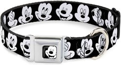 Buckle-Down Mickey Mouse Expressions Polyester Seatbelt Buckle Dog Collar, Wide Medium: 16 to 23-in neck, 1.5-in wide