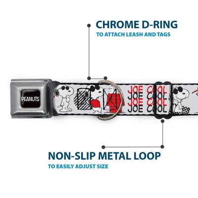 Show full view: Buckle-Down Peanuts Worldwide LLC Peanuts Joe Cool Snoopy Poses & Text Dog Collar, Small: 9.5 to 13-in neck, 1-in wide slide 5 of 8