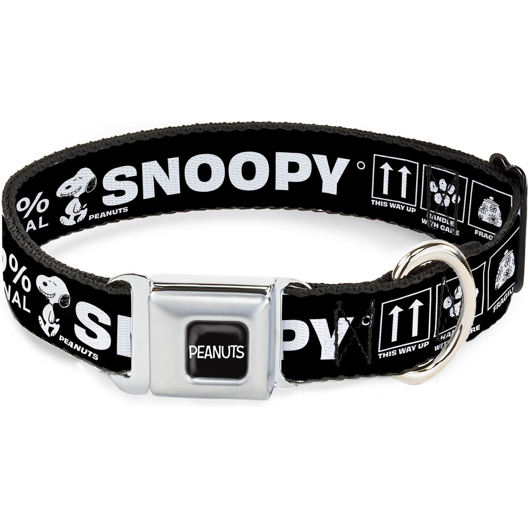 Buckle-Down Peanuts Worldwide LLC Peanuts Snoopy Care Symbols Dog Collar, Small: 9.5 to 13-in neck, 1-in wide