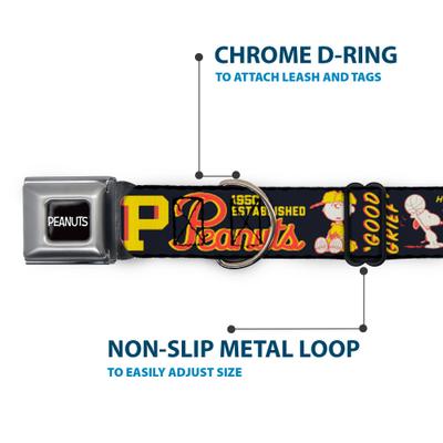 Show full view: Buckle-Down Peanuts Worldwide LLC Peanuts Athletic Club Poses & Quotes Dog Collar, Large: 15 to 24-in neck, 1-in wide slide 5 of 8