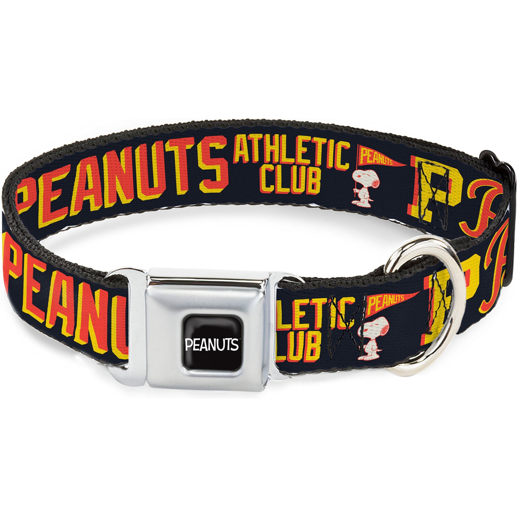 Buckle-Down Peanuts Worldwide LLC Peanuts Athletic Club Poses & Quotes Dog Collar, Medium: 11 to 16.5-in neck, 1-in wide