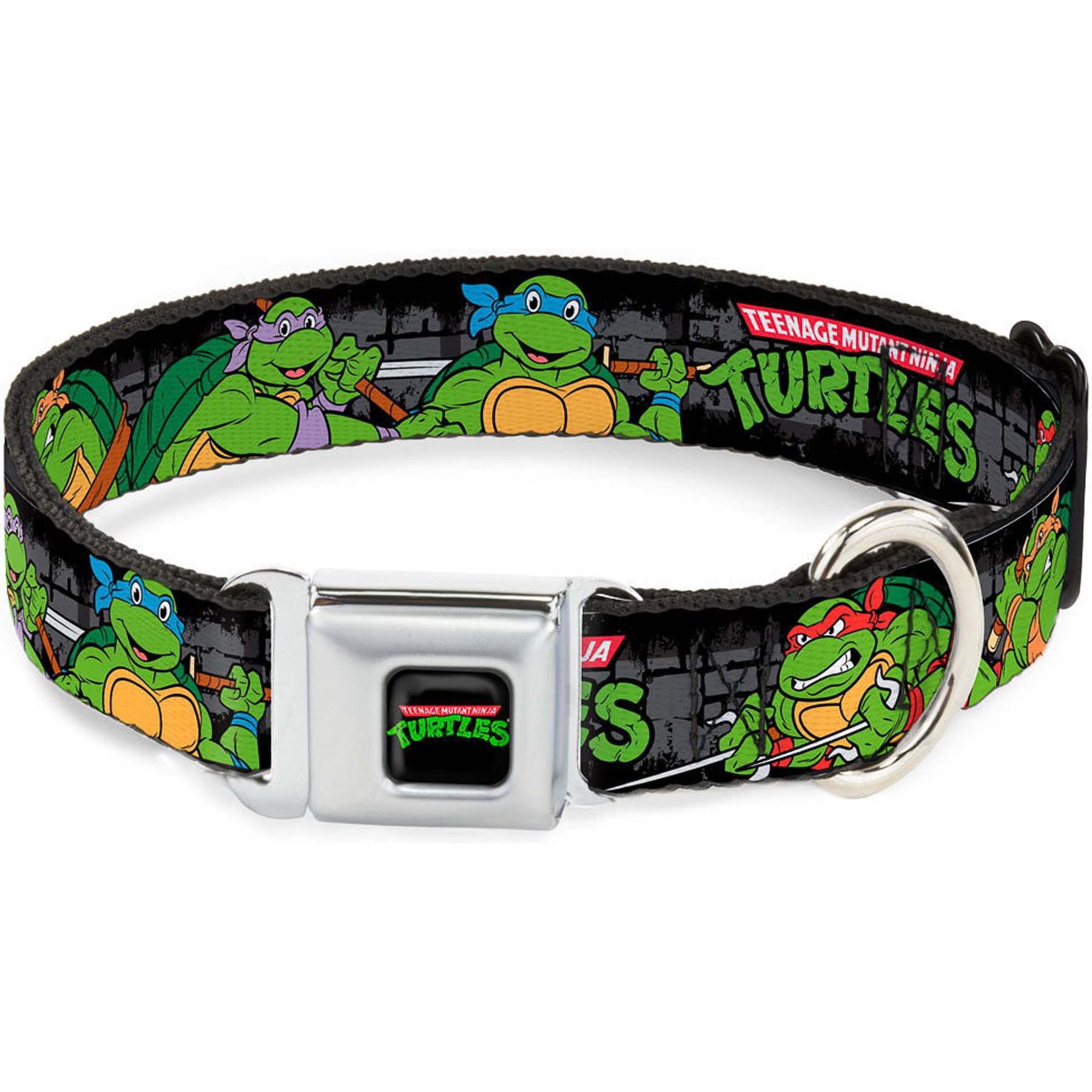 Buckle-Down Nickelodeon Ninja Turtles Group Pose TMNT Logo Dog Collar, Medium: 16 to 23-in neck, 1.5-in wide