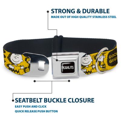 Show full view: Buckle-Down Peanuts Worldwide LLC Peanuts I Am Charlie Brown Poses & Zig Zag Stripe Dog Collar, Medium: 11 to 16.5-in neck, 1-in wide slide 4 of 8