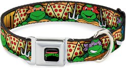 Buckle-Down Nickelodeon Ninja Turtles Turtle Poses Pizza Slices Dog Collar, Medium: 11 to 16.5-in neck, 1-in wide