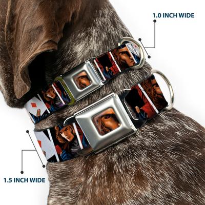 Show full view: Buckle-Down Marvel Comics X Men Gambit Cards Pose Blocks Dog Collar, Large: 20 to 31-in neck, 1.5-in wide slide 3 of 9