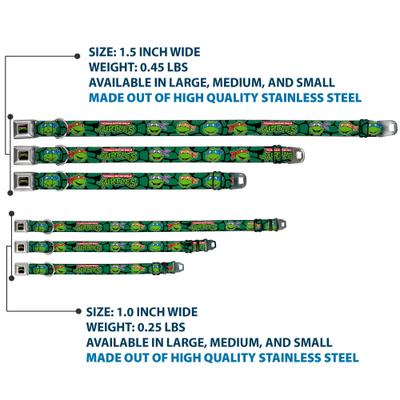 Show full view: Buckle-Down Nickelodeon Teenage Mutant Ninja Turtles Faces Green Turtle Shell Dog Collar, Small: 9.5 to 13-in neck, 1-in wide slide 3 of 8