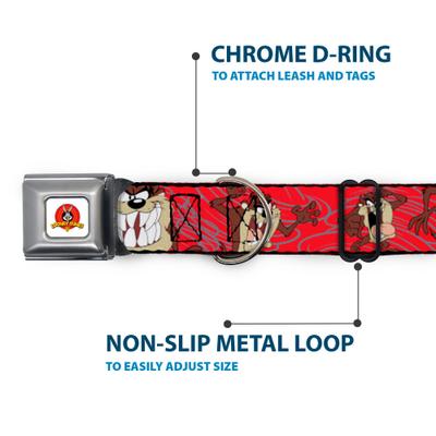 Show full view: Buckle-Down Looney Tunes Tasmanian Devil Expressions Dog Collar, Medium: 11 to 16.5-in neck, 1-in wide slide 5 of 8
