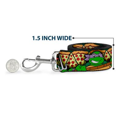 Show full view: Buckle-Down Ninja Turtles Turtle Poses Pizza Slices Polyester Dog Leash, 6-ft long, 1-in wide slide 6 of 6