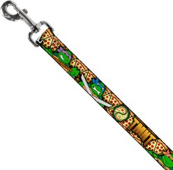 Buckle-Down Ninja Turtles Turtle Poses Pizza Slices Polyester Dog Leash, 4-ft long, 1-in wide slide 2 of 6