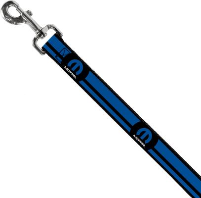 Show full view: Buckle-Down Mopar Logo Stripe Polyester Dog Leash, Blue, 4-ft long, 1-in wide slide 3 of 7