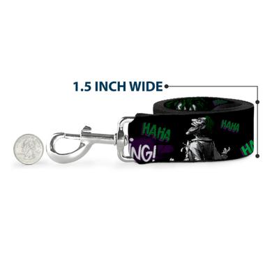 Show full view: Buckle-Down DC Comics Joker Die Laughing Haha Polyester Dog Leash, Green, 6-ft long, 1-in wide slide 6 of 6