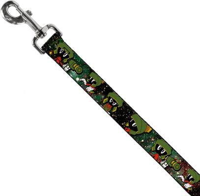 Show full view: Buckle-Down Looney Tunes Marvin the Martian 4 Poses Galaxy Polyester Dog Leash, Green, 6-ft long, 1-in wide slide 2 of 6