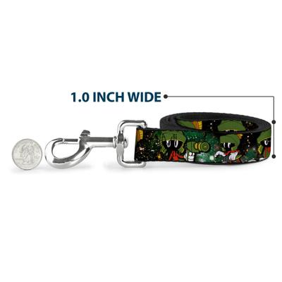 Show full view: Buckle-Down Looney Tunes Marvin the Martian 4 Poses Galaxy Polyester Dog Leash, Green, 6-ft long, 1-in wide slide 5 of 6