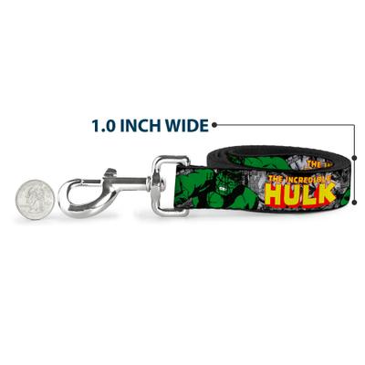 Show full view: Buckle-Down Marvel Comics The Incredible Hulk Action Poses Stacked Comics Polyester Dog Leash, Green, 6-ft long, 1-in wide slide 5 of 6