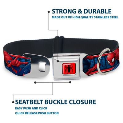 Show full view: Buckle-Down Spider-Man Action Poses Seatbelt Buckle Dog Collar, Small slide 4 of 10
